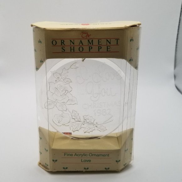 Vintage Christmas Ornament Etched Fine Acrylic I Love You 1982 Round Circle Xmas - Picture 7 of 7